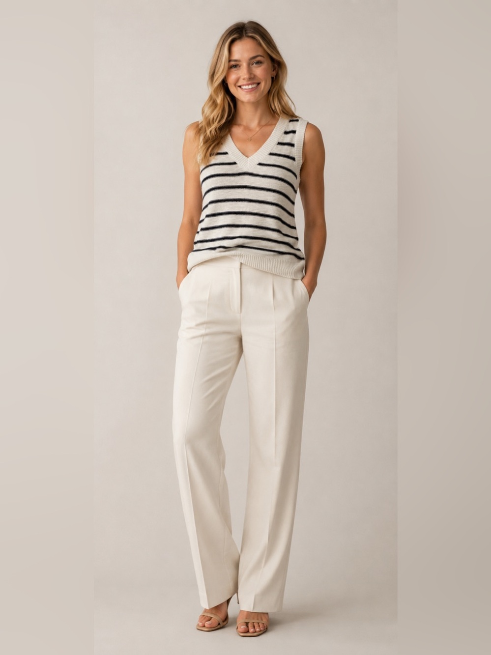 Tribal Jeans Black/White Stripe Knit Vest/Top